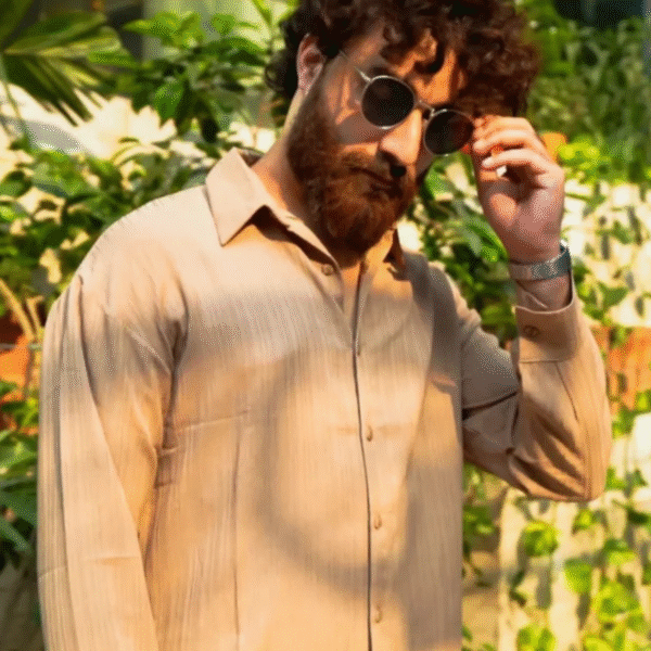 Down Drop Beige Full Sleeve  Korean Shirt