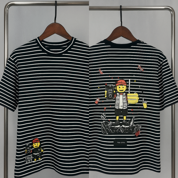 BLACK & EHITE DIAGONAL STRIP DROP SOULDER