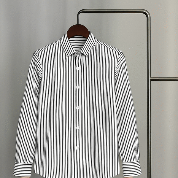 WHITE WITH BLACK STRIP FULL SLEEVE SHIRT