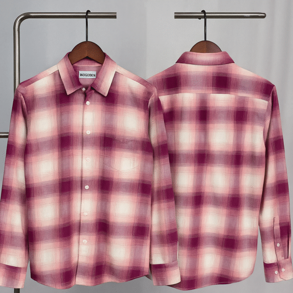 PURPEL PINK & OFFWHITE CHECK FULL SLEEVE SHIRT