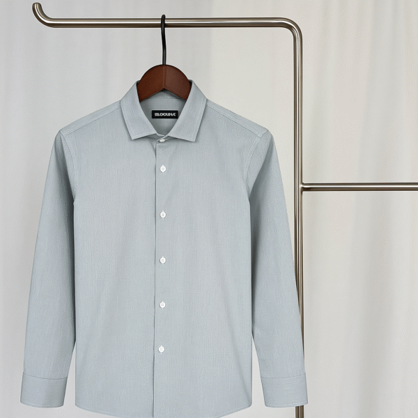 DARK ASH PIN STRIP FULL SLEEVE SHIRT