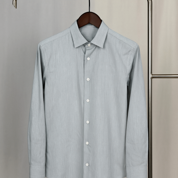 BLUEISH ASH PIN STRIP FULL SLEEVE SHIRT