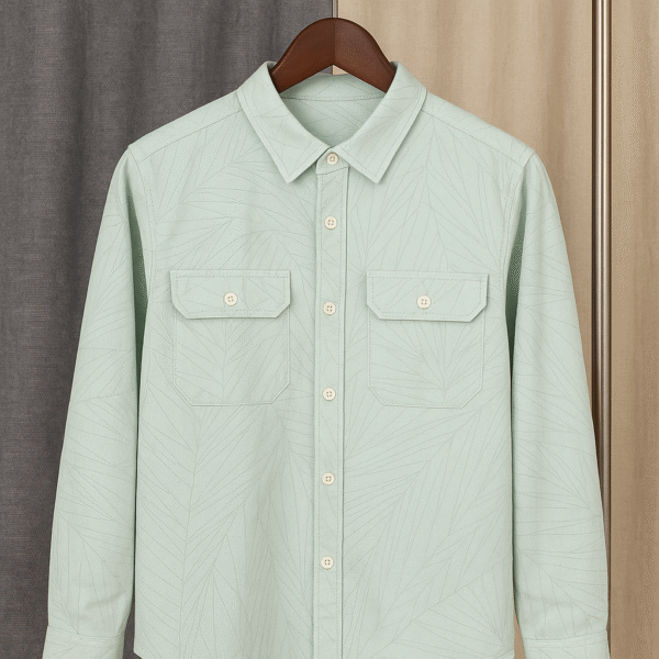 CHINA DOUBLE POCKET LIGHT MINT CRINKLED SHIRT
