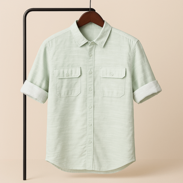 CHINA DOUBLE POCKET LIGHT MINT PLEATED SHIRT