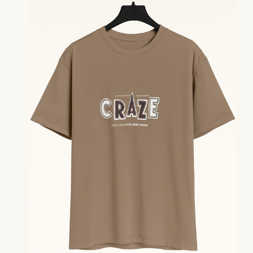 OVER SIZE CHINES BROWN CRAZE DROP SOULDER T-SHIRT