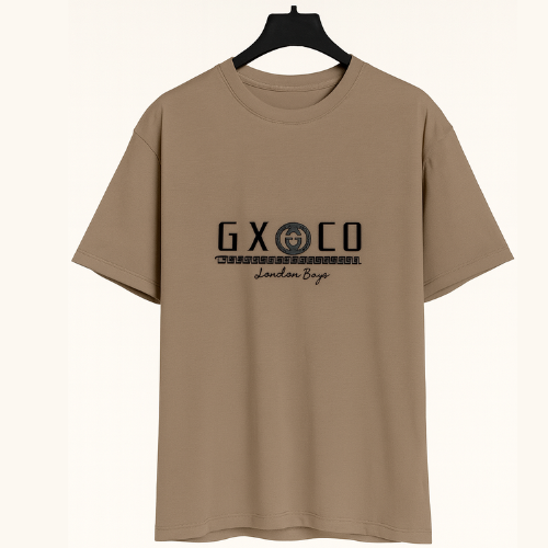 OVER SIZE CHINES  DARK COFFEE GXCQ DROP SOULDER T-SHIRT