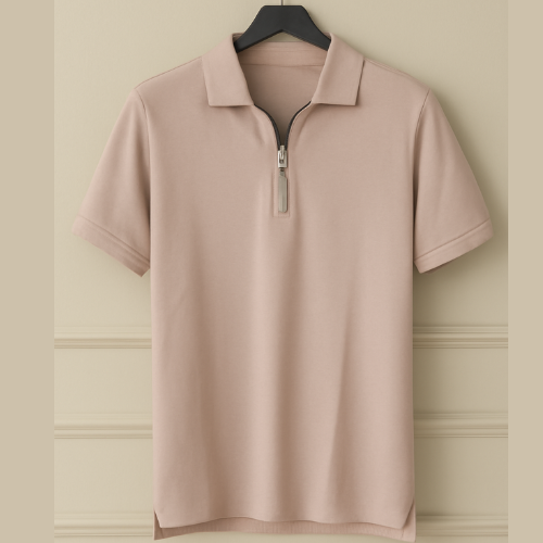 MAUVE PINK ZIPPER POLO T-SHIRT
