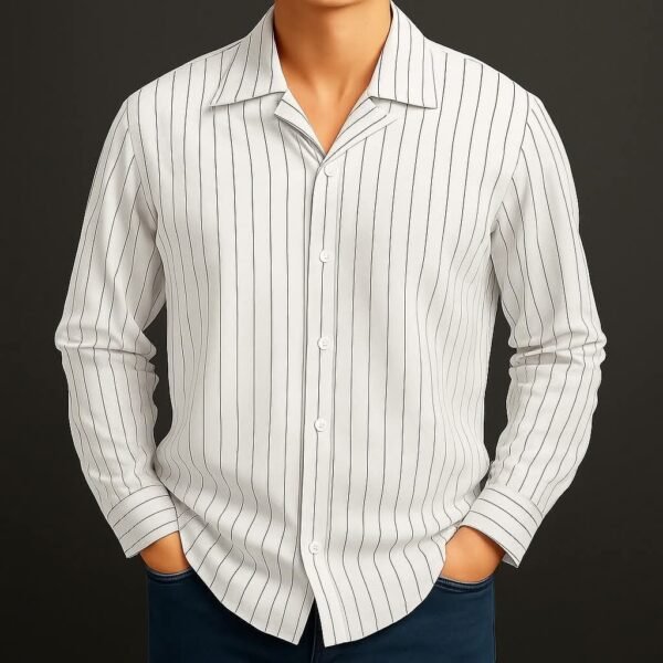 White & BLACK Koreain Strip Check Shirt